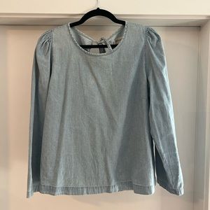 Denim puffy sleeve blouse